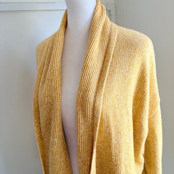Old Navy Fair Isle Knit Yellow Medium Open Front Cardigan Sweater Women's - Picture 2 of 7